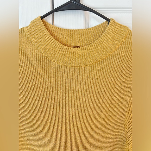 NWOT Free People Women’s Gold Metallic Mock Neck Long Sleeve Sweater Dress Sz. M - Picture 3 of 9